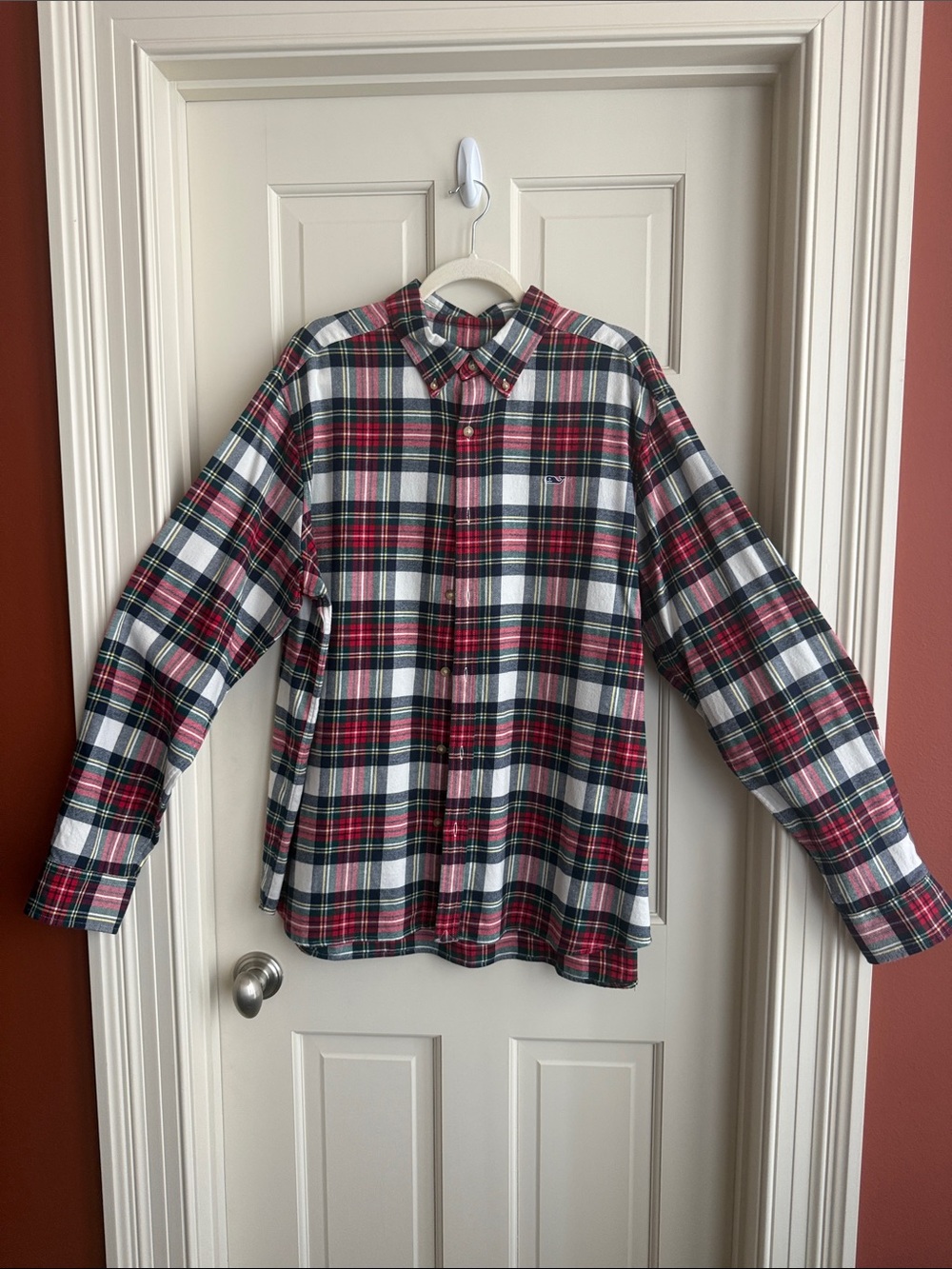 Vineyard Vines Red, White & Green Plaid Button-Down Shirt